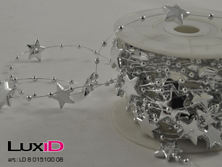 Metalized star beads 08 silver 15mm x 10m